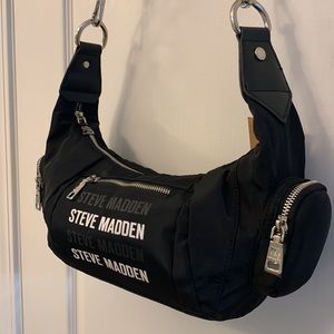 Steve Madden Black Nylon Hobo Crescent Bag